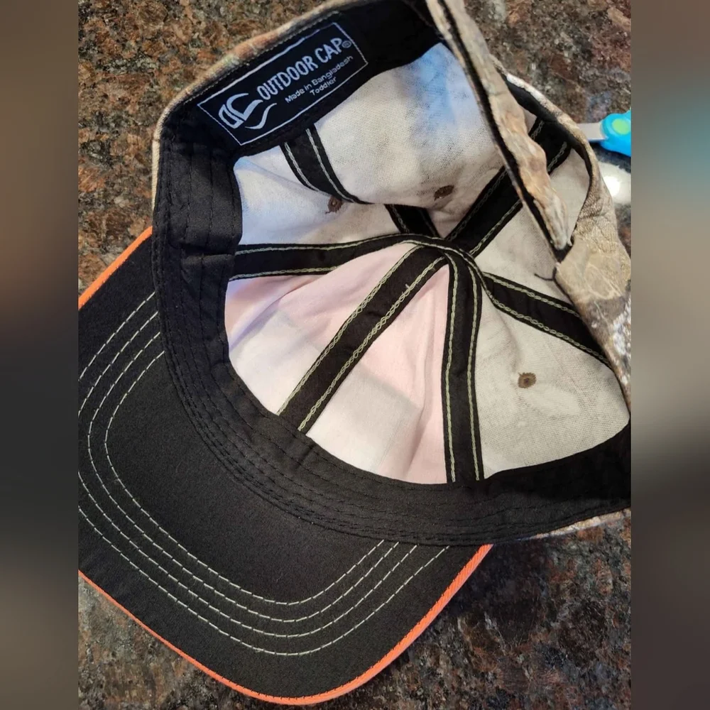 Toddler Blaze Orange and Camouflage Cap with Deer Patch